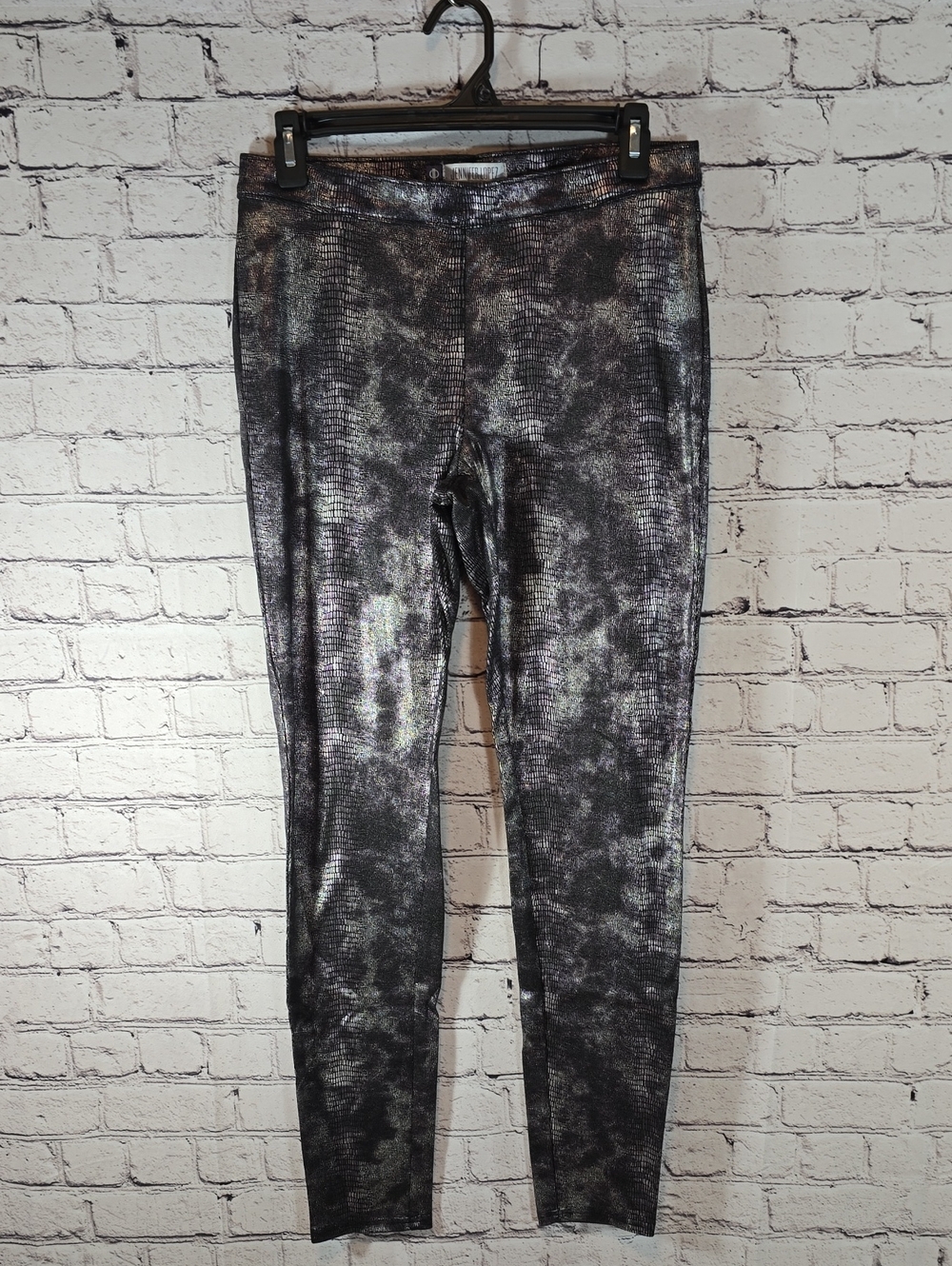 Jennifer Lopez Metallic Black Alligator Print Leggings Size 8